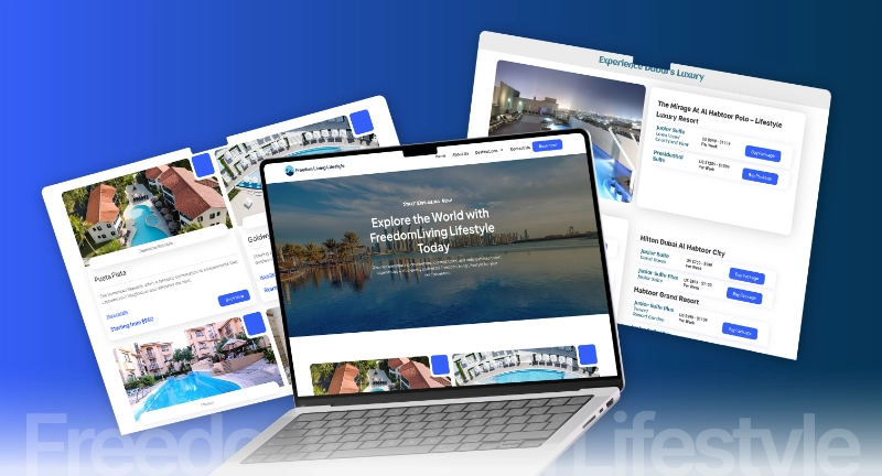 Website design and development  project for a travel and tourism business, Freedom Living Lifestyle developed by Kaltech Consultancy